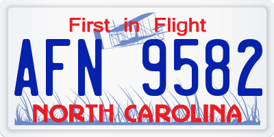 NC license plate AFN9582
