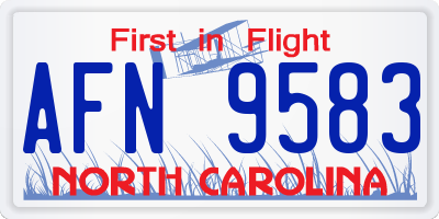 NC license plate AFN9583