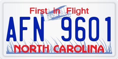 NC license plate AFN9601