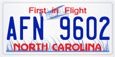 NC license plate AFN9602