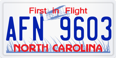 NC license plate AFN9603