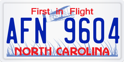 NC license plate AFN9604