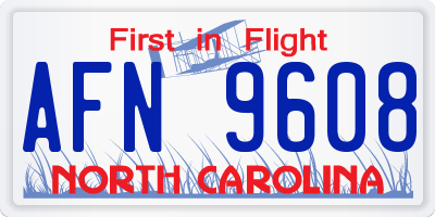 NC license plate AFN9608