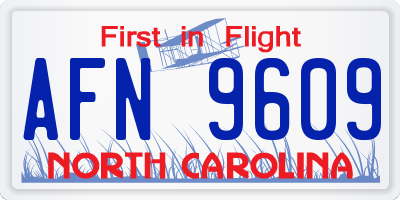 NC license plate AFN9609