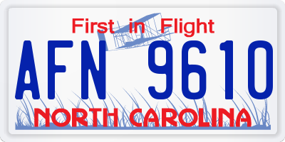 NC license plate AFN9610