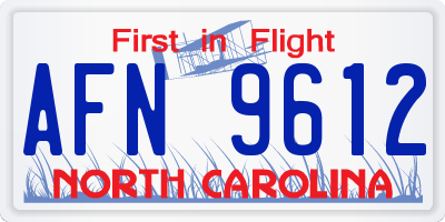 NC license plate AFN9612