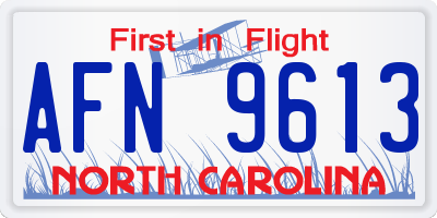 NC license plate AFN9613