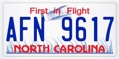 NC license plate AFN9617
