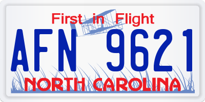 NC license plate AFN9621