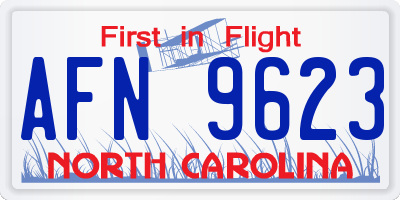 NC license plate AFN9623