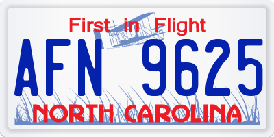 NC license plate AFN9625