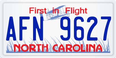 NC license plate AFN9627