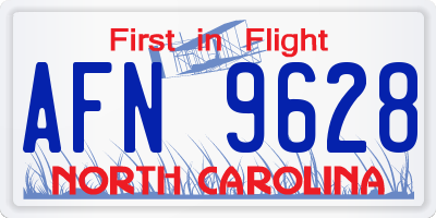 NC license plate AFN9628