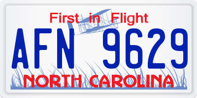 NC license plate AFN9629