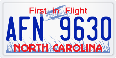 NC license plate AFN9630
