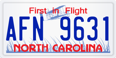 NC license plate AFN9631