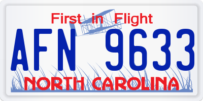 NC license plate AFN9633