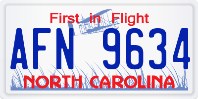 NC license plate AFN9634