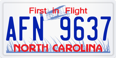 NC license plate AFN9637