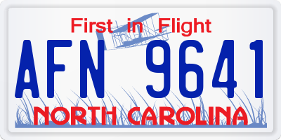 NC license plate AFN9641