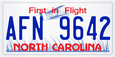 NC license plate AFN9642