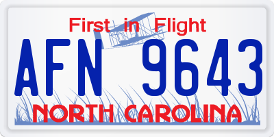 NC license plate AFN9643