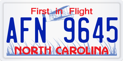 NC license plate AFN9645