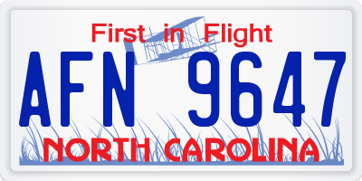 NC license plate AFN9647