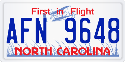 NC license plate AFN9648