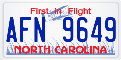 NC license plate AFN9649
