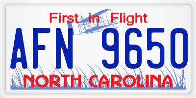 NC license plate AFN9650