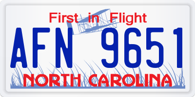 NC license plate AFN9651