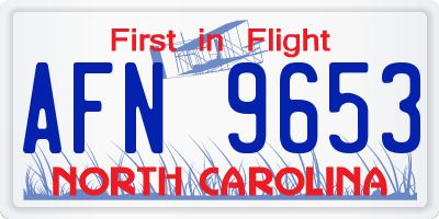 NC license plate AFN9653