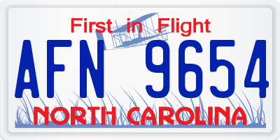 NC license plate AFN9654