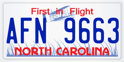 NC license plate AFN9663