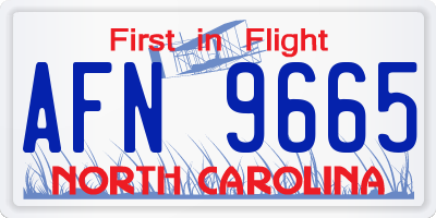 NC license plate AFN9665