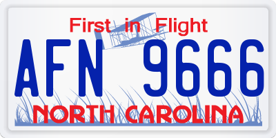 NC license plate AFN9666