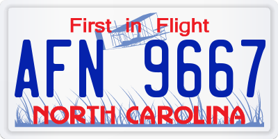 NC license plate AFN9667