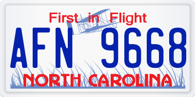 NC license plate AFN9668