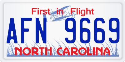 NC license plate AFN9669