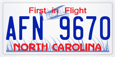 NC license plate AFN9670