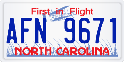 NC license plate AFN9671