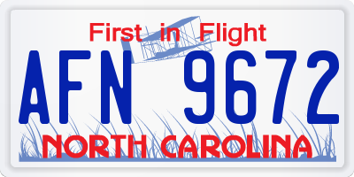 NC license plate AFN9672