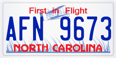 NC license plate AFN9673