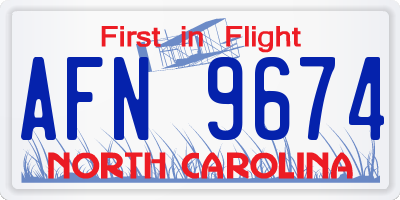 NC license plate AFN9674