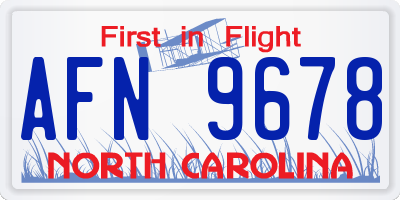 NC license plate AFN9678