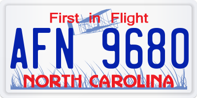 NC license plate AFN9680