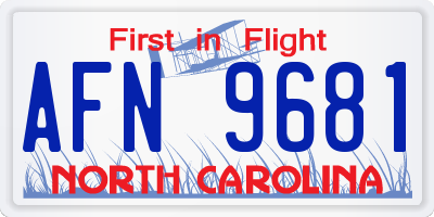 NC license plate AFN9681