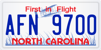 NC license plate AFN9700