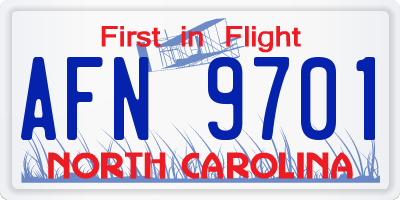 NC license plate AFN9701